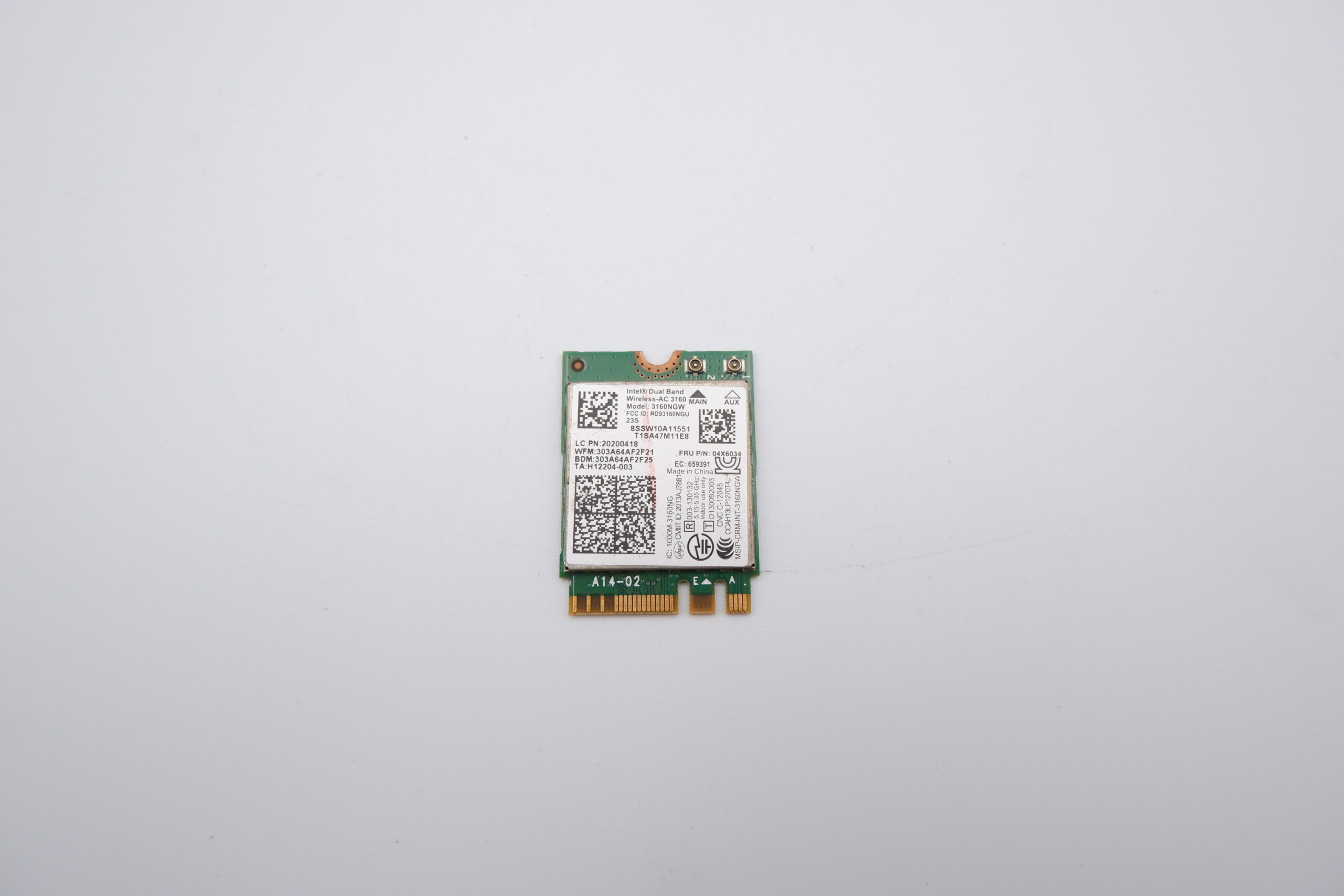 Lenovo Intel Dual Band Wireless-AC 3160NGW Wi-fi kártya + Bluetooth 4.0